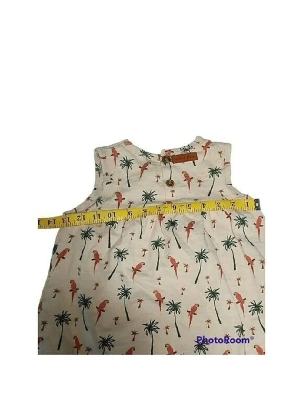 Velvet Fawn Sleeveless dress girls sz 6 palm trees parrot